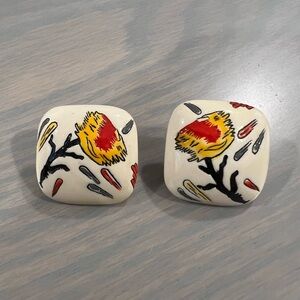 Vintage retro enamel earrings